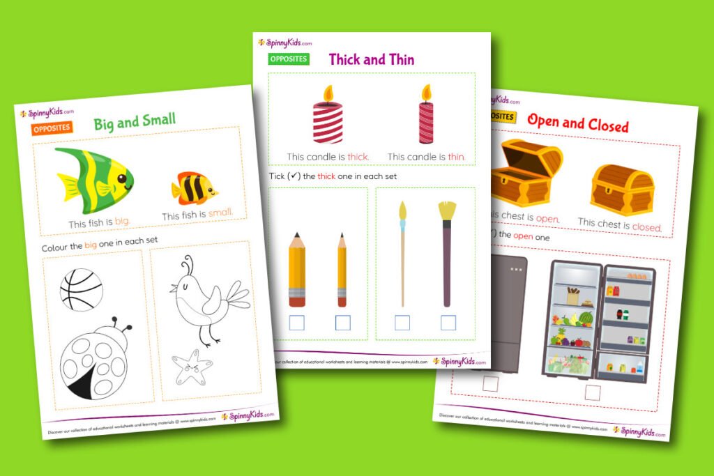 Opposite words worksheet for Preschool