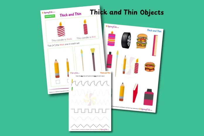 Thick and Thin Worksheets for kindergarten Thick and Thin Worksheets for kindergarten