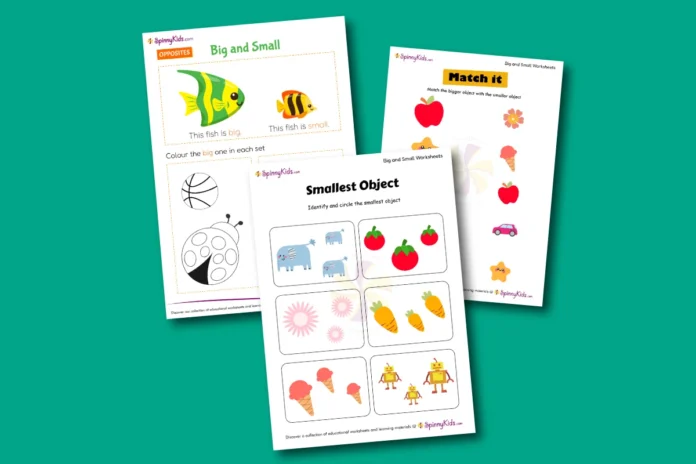 Big and Small Worksheets for kids